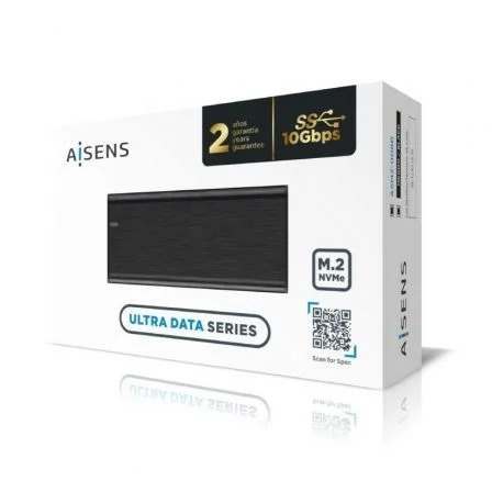 Aisens Caja Externa M.2 NVMe ASM2-008B USB 3.2 Gen2, Negra